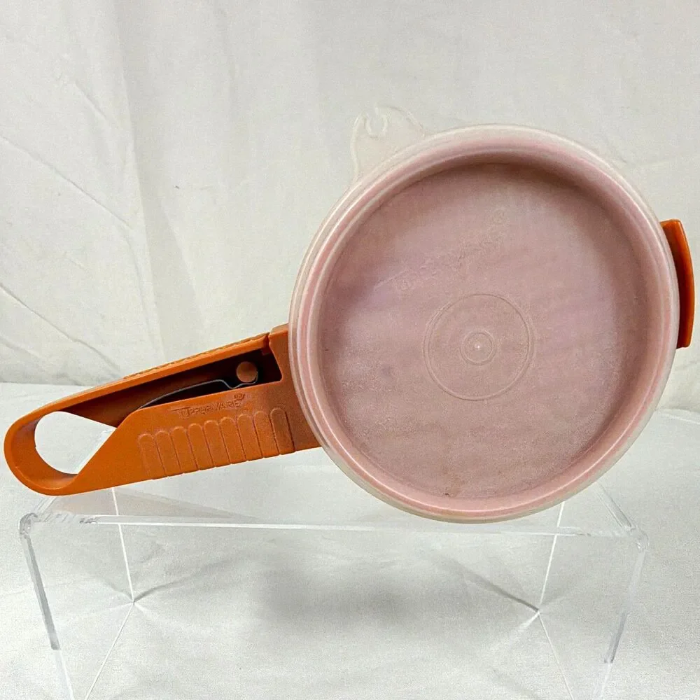 Vintage Tupperware Flour Sifter Measuring Cup Orange Lid Made in USA